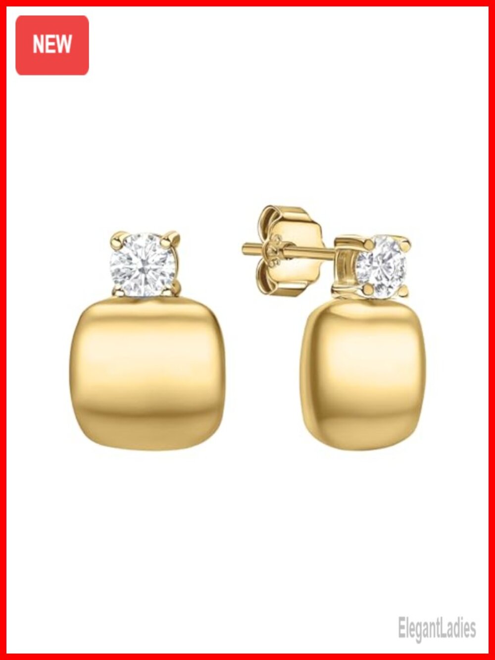 18K Yellow Gold Plated Silver Lab Grown Diamond Stud Earrings 0.50 Cttw